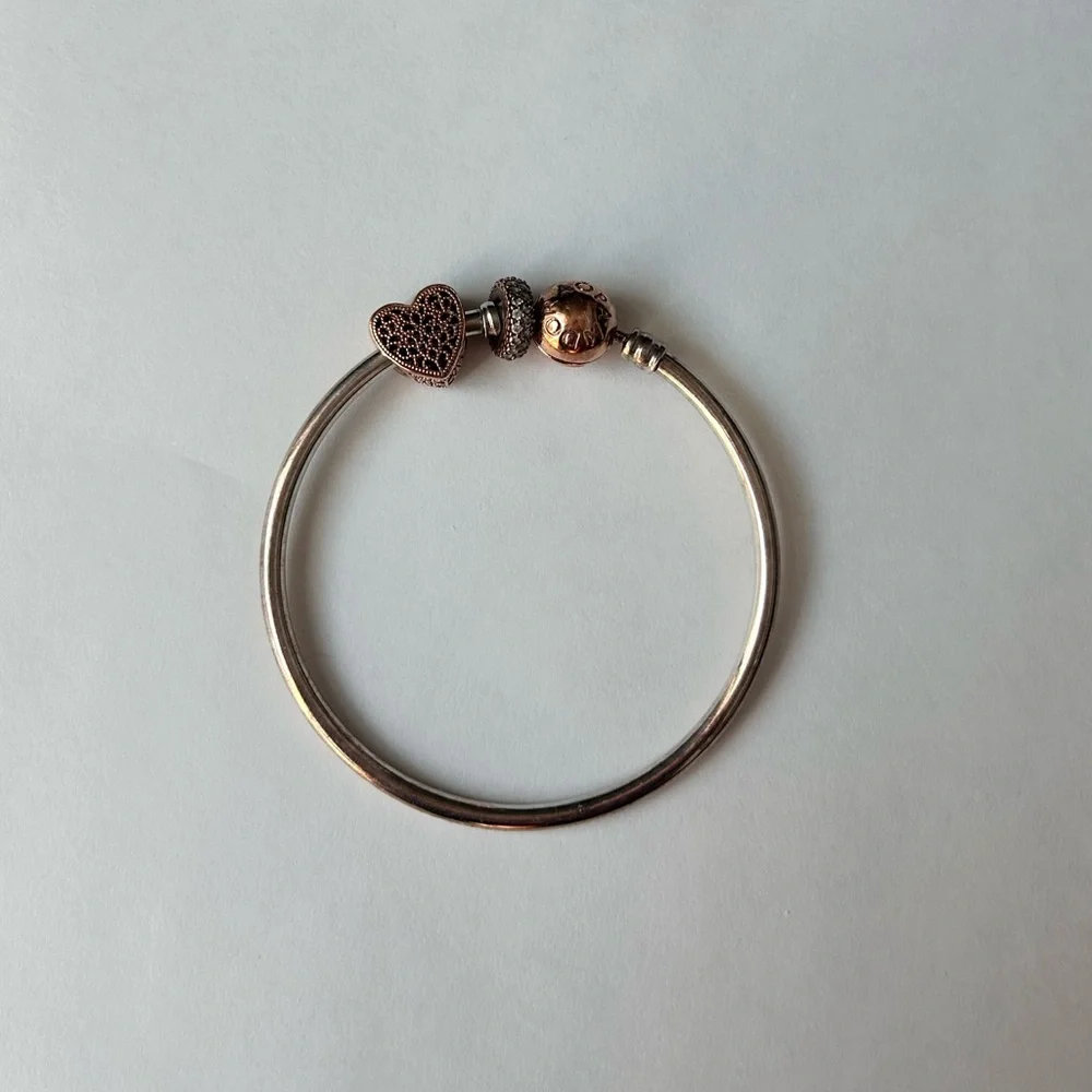 Rose Gold Pandora Bangle Bracelet - Picture 4 of 8